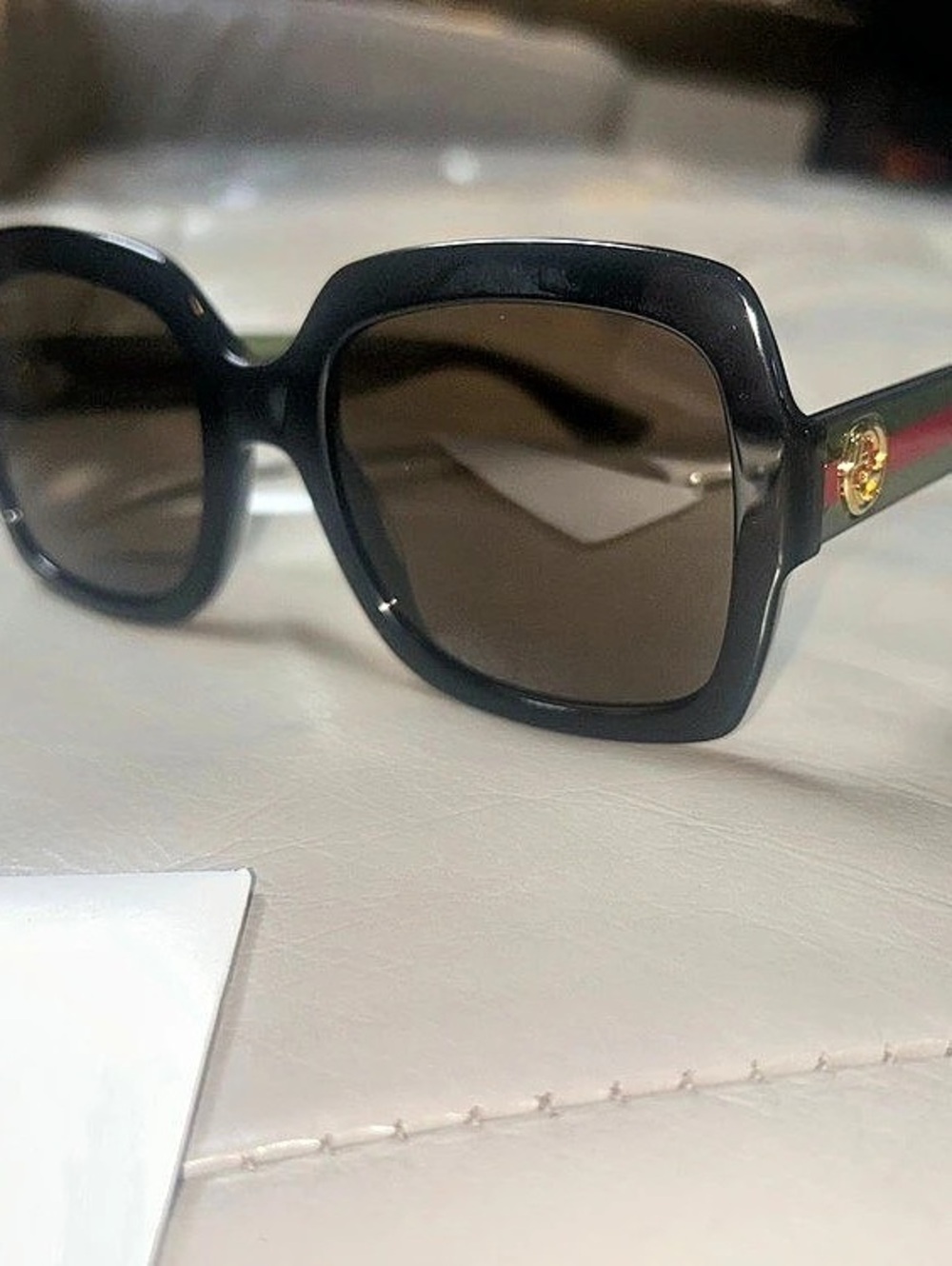 Gucci GG0036S Oversized Square Sunglasses Black & Green Sunglasses  New